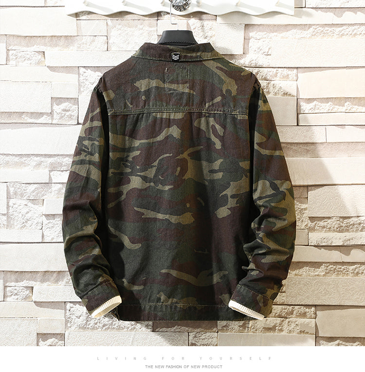 New Mens Camouflage Denim Jacket Coat Man Coats Jaqueta Masculino Jeans Jacket & Coats Fashion Design Autumn Brand Clothing Image