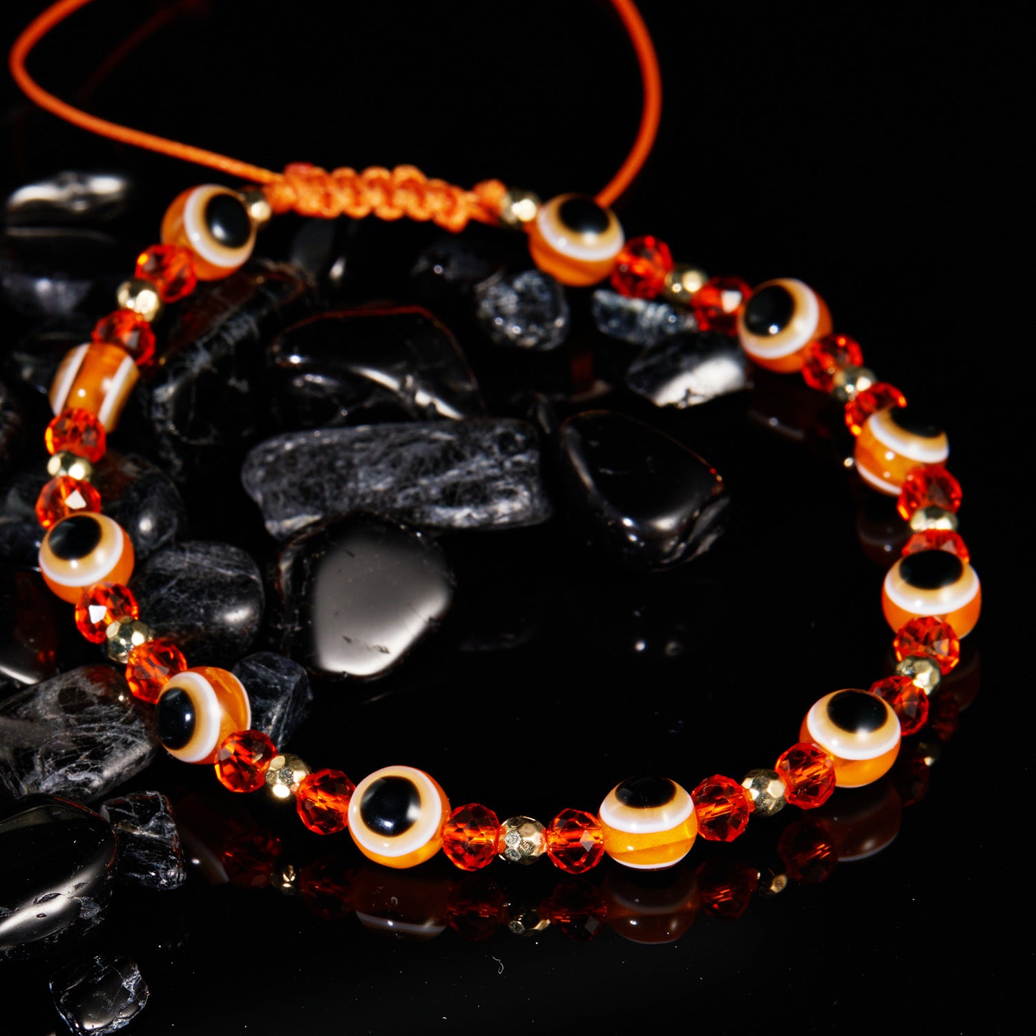 Eye Crystal Bead Pull Adjustable Bracelet Image