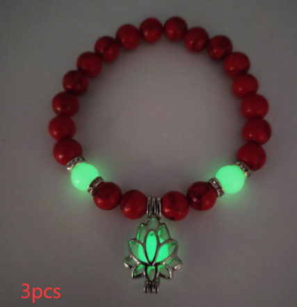 Energy Luminous Lotus Natural Stone Bracelet Yoga Healing Luminous Glow In The Dark Charm Beads Bracelet For Men Women Prayer Buddhism Image