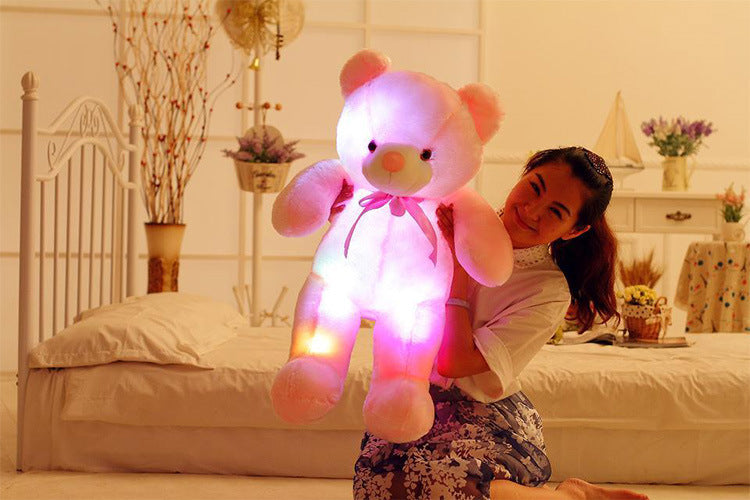 Creative Light Up LED Teddy Bear Stuffed Animals Plush Toy Colorful Glowing Christmas Gift For Kids Pillow Image