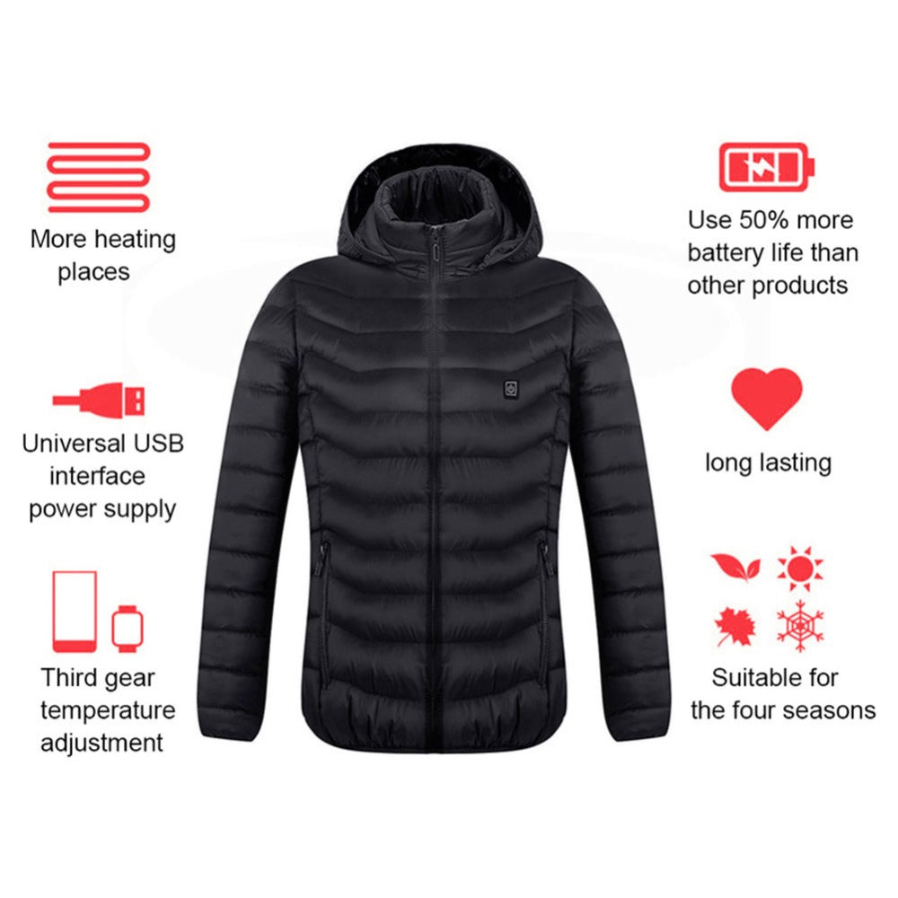 New Heated Jacket Coat USB Electric Jacket Cotton Coat Heater Thermal Clothing Image