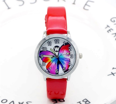 Children's Watches Kids Quartz Watch Student Girls Quartz-watch Cute Colorful Butterfly Dial Waterproof Watch Image