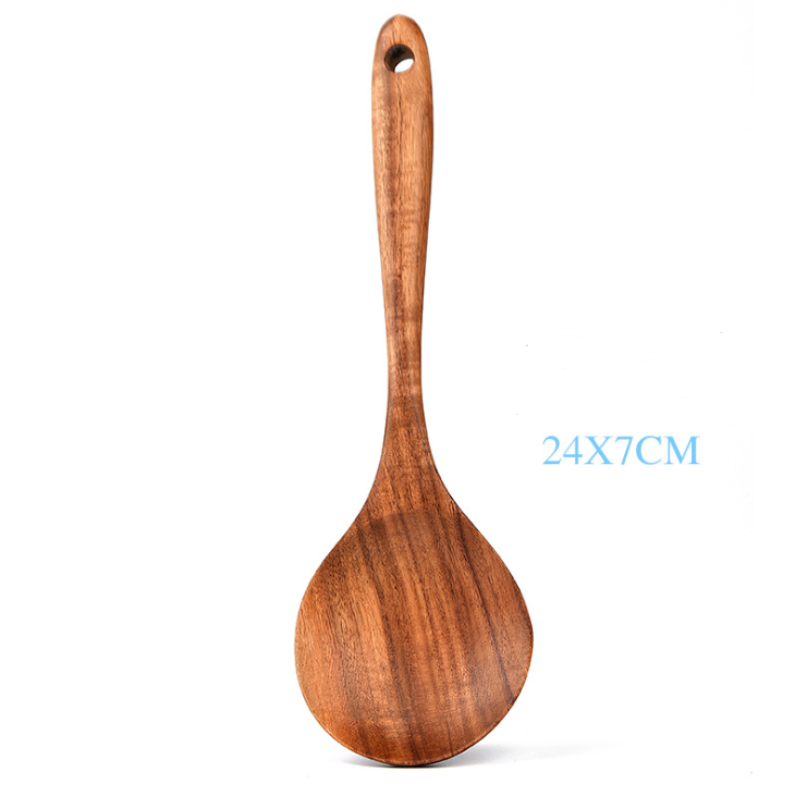 Teak Natural Wood Tableware Spoon Ladle Turner Rice Colander Soup Skimmer Cooking Tool Sets Spoon Scoop Kitchen Tools Gadgets Image