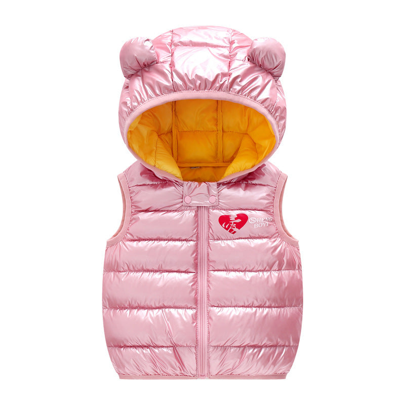 Children Warm Down Vest Autumn Baby Boys Girls Sleeveless Waistcoat Kids Outerwear Vests Children Hooded Jackets Image