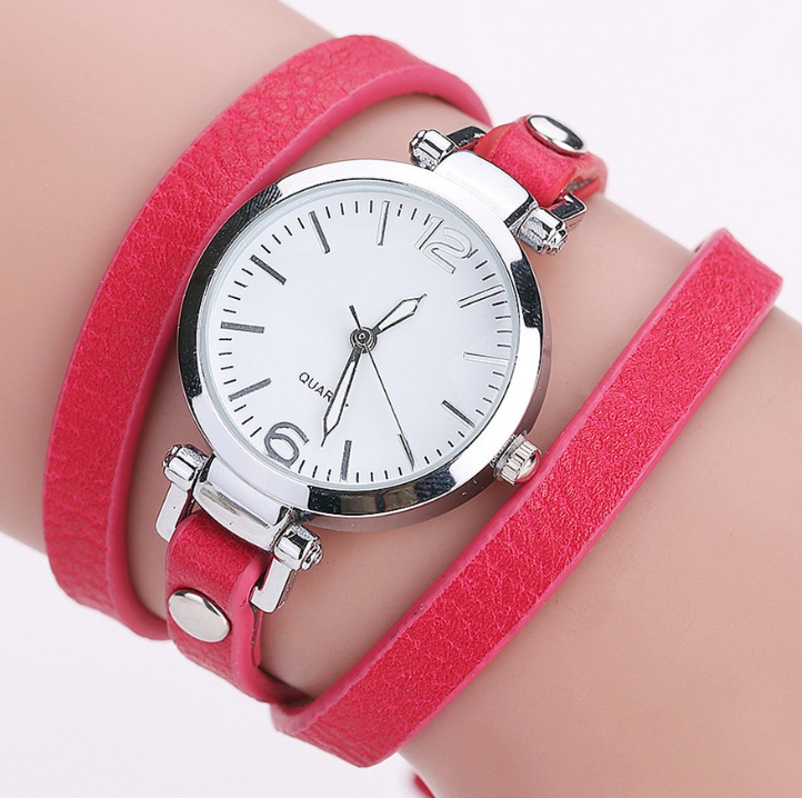 Women's Circle Bracelet Watch PU Strap Simple Alloy Small Dial Women's WatchM Image