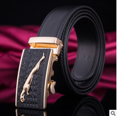 Men's leather factory direct belt buckle leather belt men's automatic belt belt wholesale business Image