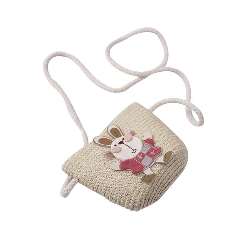 Cute Rabbit Decoration Bag Two-Piece Straw Hat Image