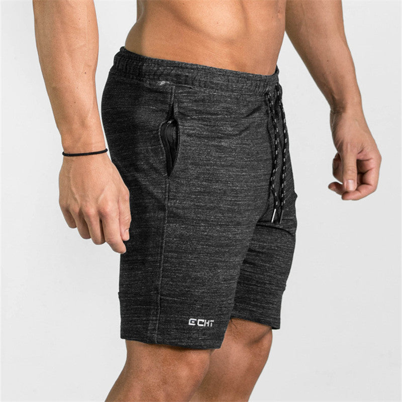 2021 Summer Men's Gyms Shorts Bodybuilding Clothing Men Fitness Zipper Pathwork Workout Cotton Shorts Image