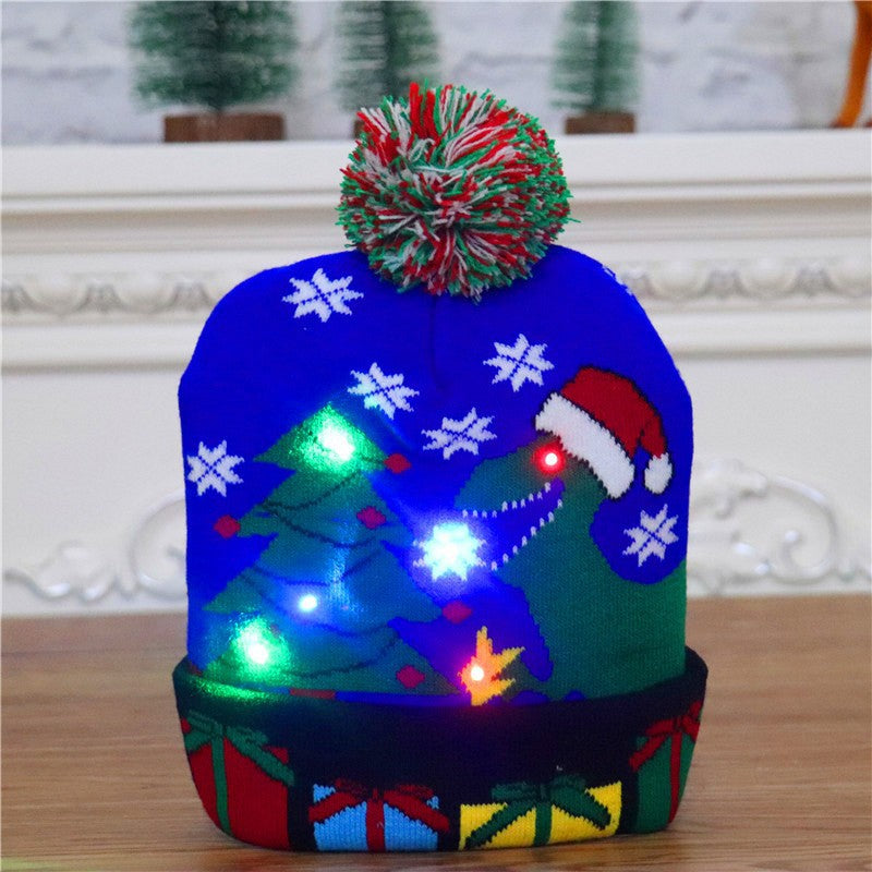 LED Christmas Hat Sweater Knitted Beanie Christmas Light Up Knitted Hat Christmas Gift  Kids Xmas New Year Decorations Image