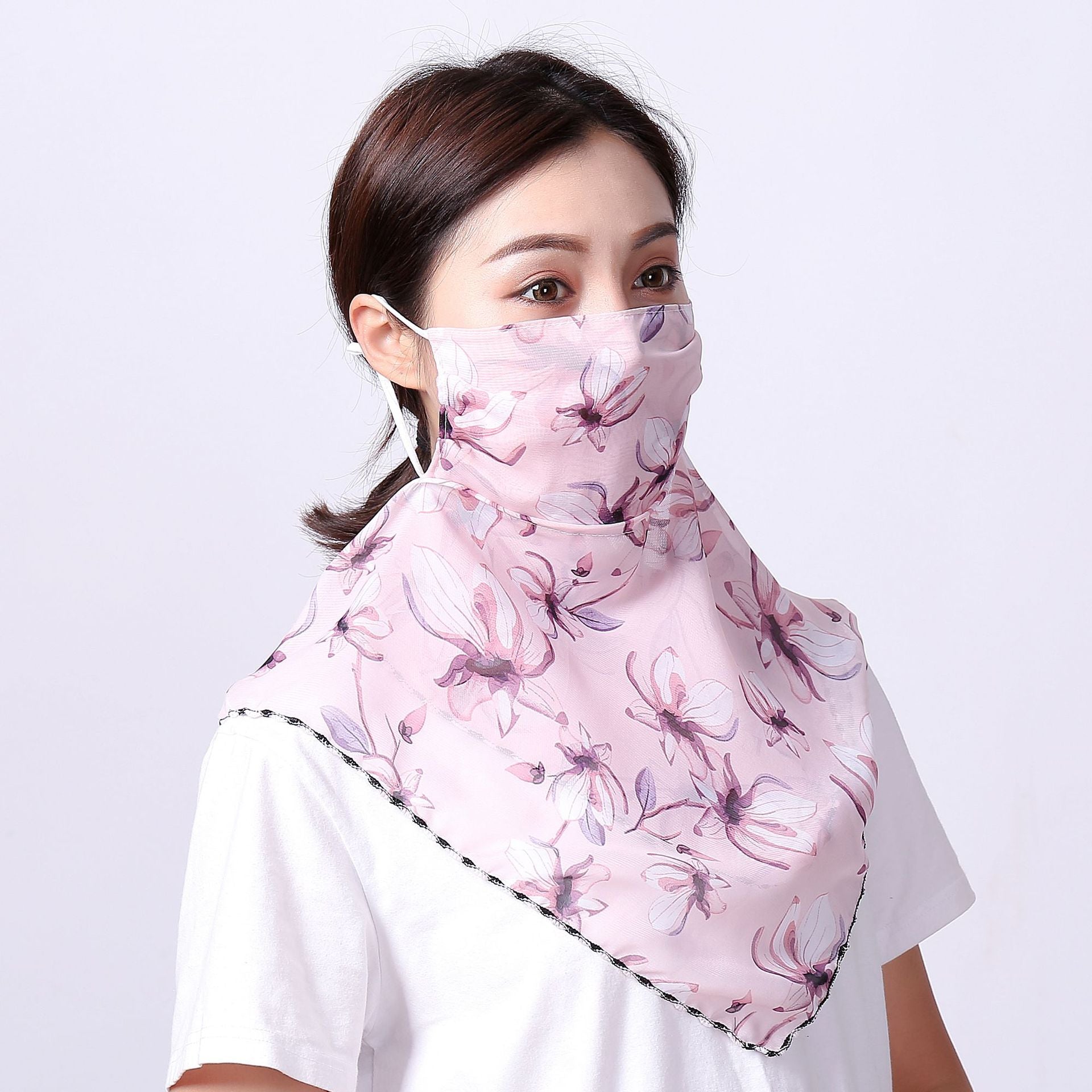 Hanging Ear Thin Face-covering Scarf Triangle Veil Scarf Image