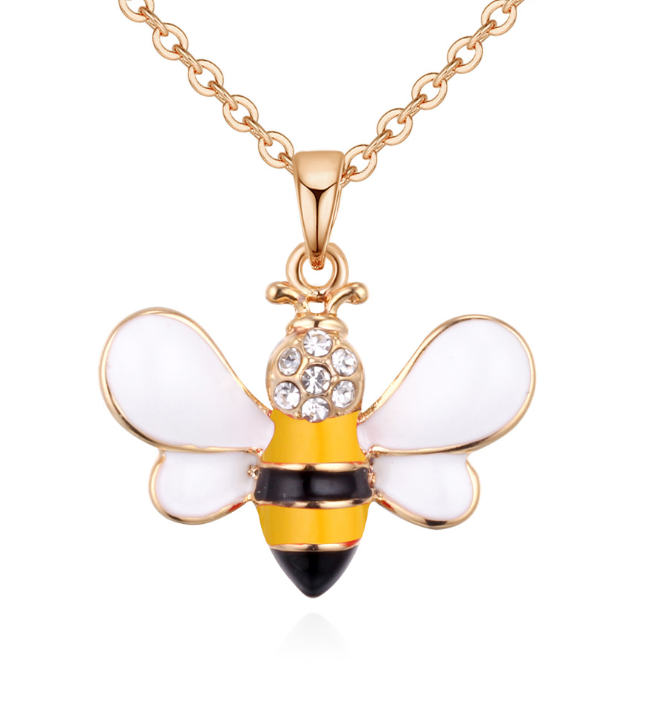 Summer Jewelry Necklace Lady Cartoon Cute Drop Oil Studded Bee Pendant Image