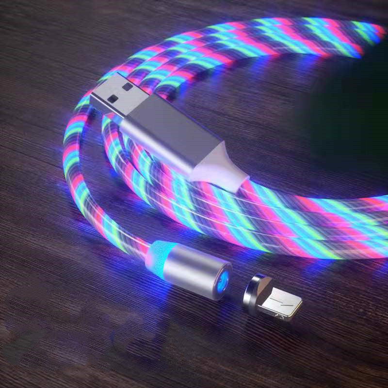Magnetic Charging Cable Streamer Fast Charging Cable Lighting Micro USB Cable LED Magnet Charger Type-C Cable Image