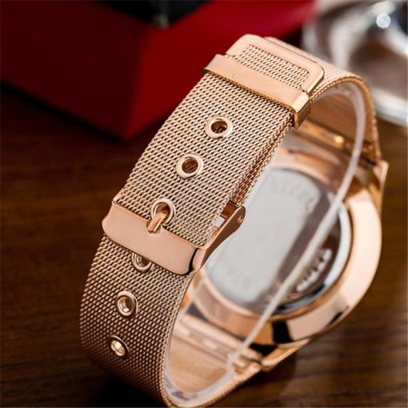 Fashion Alloy Belt Mesh Watch Unisex women's watches Minimalist Style Quartz Watch relogio feminino saat Watches for women Image