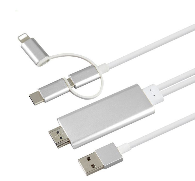Type-C To HDMI Three In One Mobile Phone Projection Cable Image