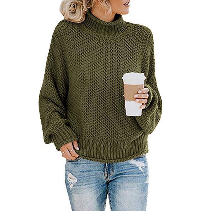 Cardigan Thick Thread Turtleneck Pullover Image