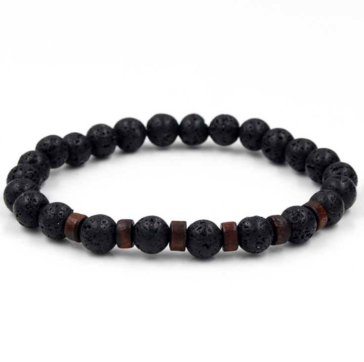 Personality Men's Black Volcanic Stone Bracelet Image