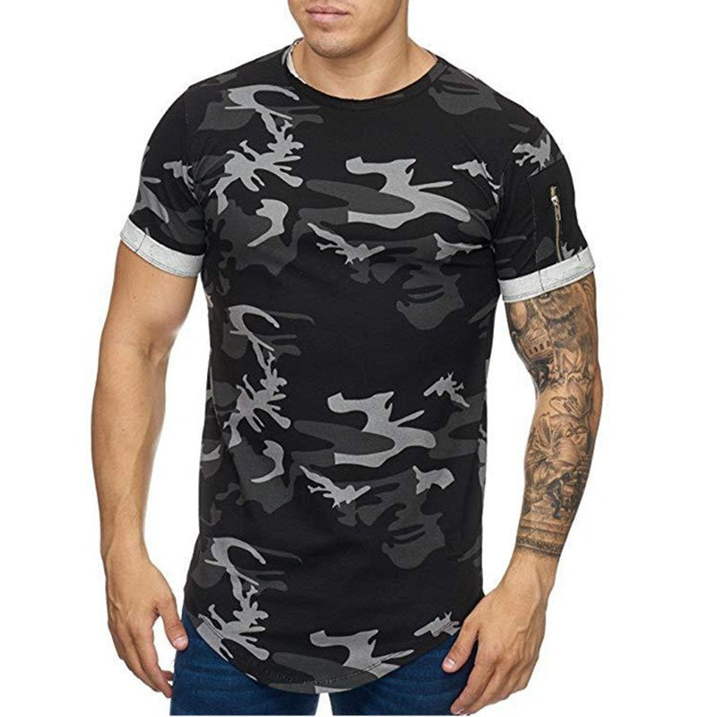 Men's T-shirt Camouflage Gradient Printing Casual Men's Short Sleeve T-shirt Image