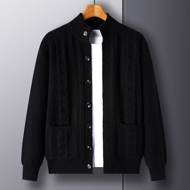 Young And Middle-aged Thick Knit Cardigan Retro Jacquard Loose-fitting Sweater Jacket Image