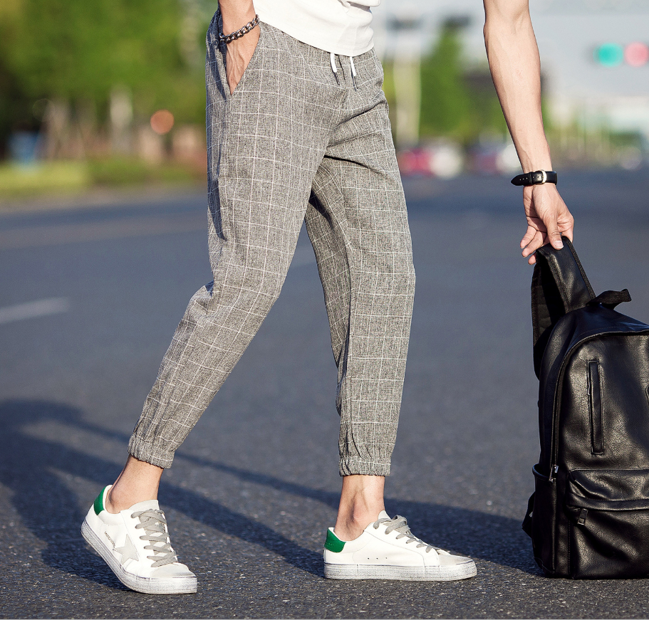 Casual Ankle-Length Plaid Pants Men Trousers Hip Hop Jogger Pants Men Sweatpants Streetwear Men Pants Trousers Image