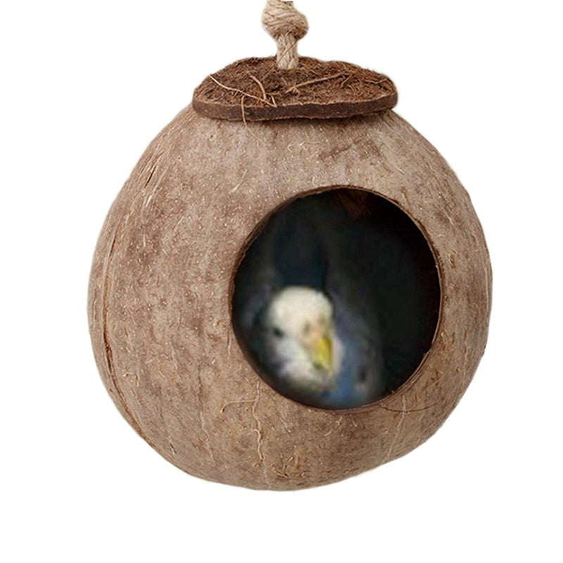 Natural coconut shell bird nest Image