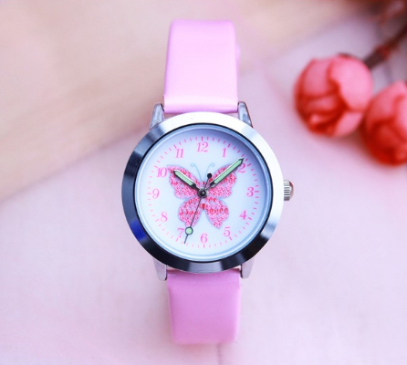 Children's Watches Kids Quartz Watch Student Girls Quartz-watch Cute Colorful Butterfly Dial Waterproof Watch Image