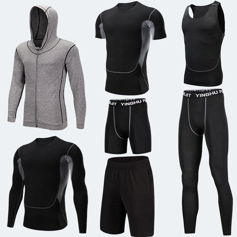 Running Workout Clothes Men 7pcs / sets Compression Running Basketball Games Jogging Tights set of underwear Gym Fitness sports sets Image