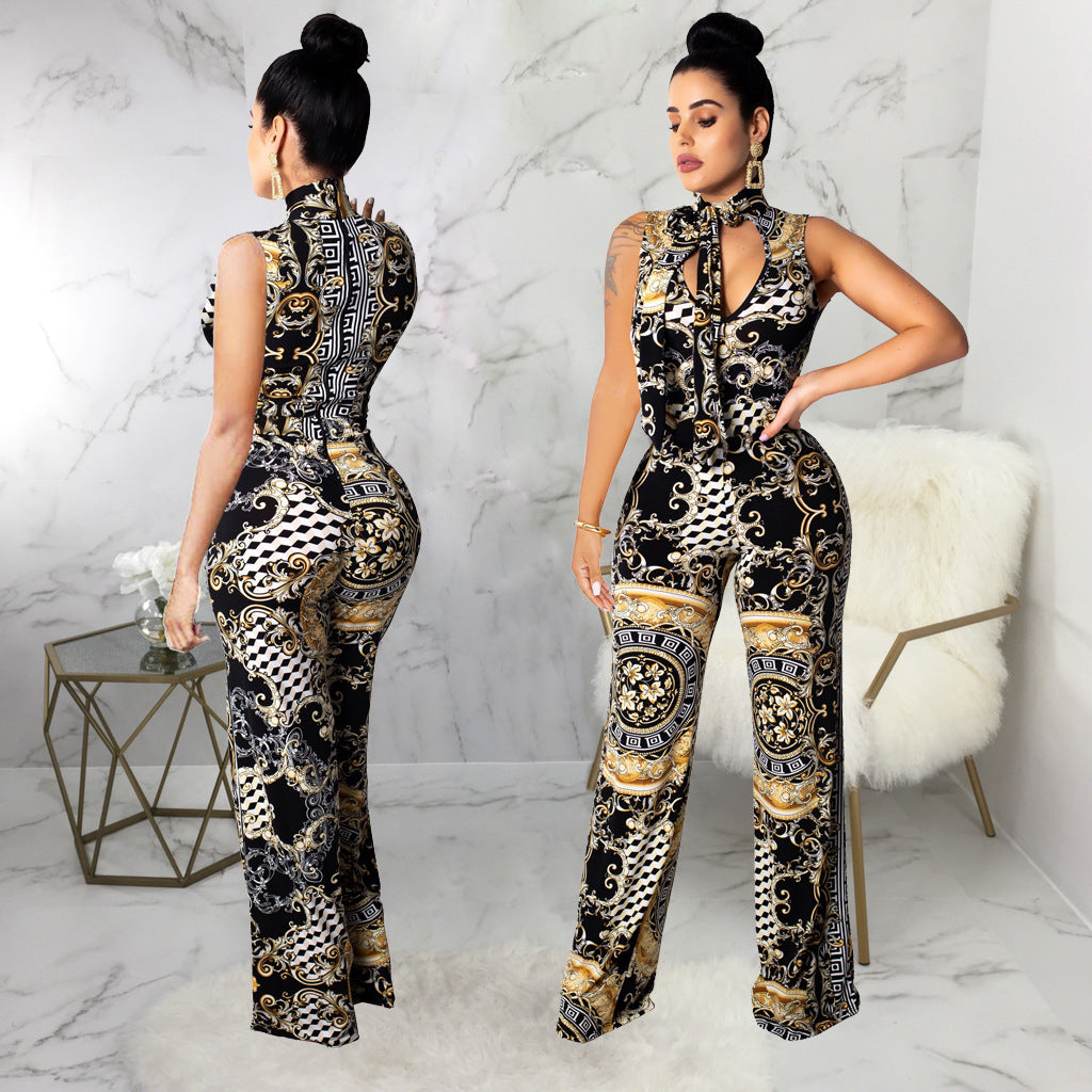 Printed sleeveless women's jumpsuit Image