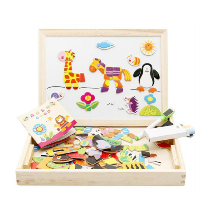 Multifunctional Magnetic Kids Puzzle Drawing Board Educational Toys Learning Wooden Puzzles Toys For Children Gift Image