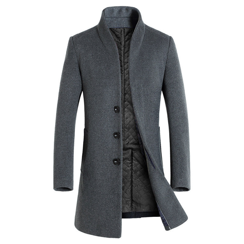 Men's long coat woolen coat trench coat Image