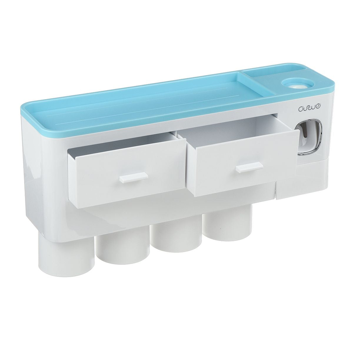 Non-marking Hanging Magnetic Toothbrush Holder Single Drawer Storage Rack With Toothpaste Squeezer Toiletry Set Image