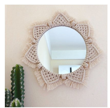 Sunflower. INS Scandinavian Girl Heart Mirror Handmade Tapestry Cosmetic Mirror Ring Home Decoration Image