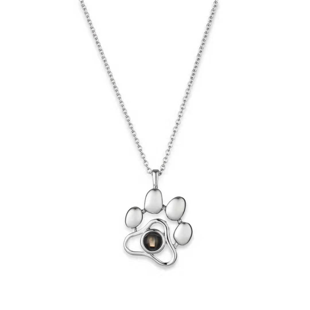 Cute Animal Dog Paw Personalized Custom Projection Necklace Image