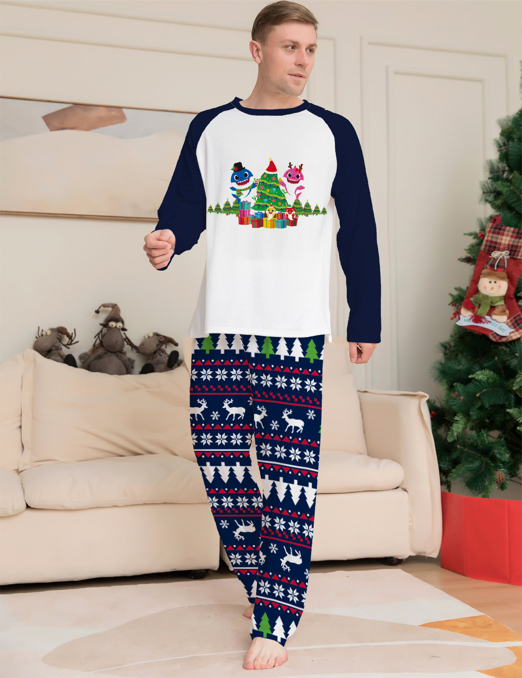 Family Matching Christmas Pajamas Set Xmas Long Sleeve Sleepwear Nightwear For Couples Kids Baby Image