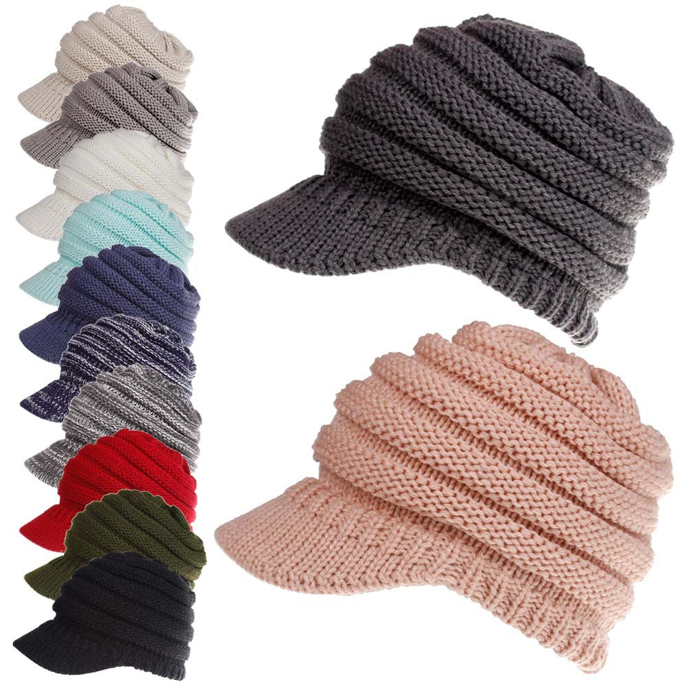 Women Ponytail Beanies Autumn Winter Hats Female Soft Knitting Caps Warm Ladies Skullies Image