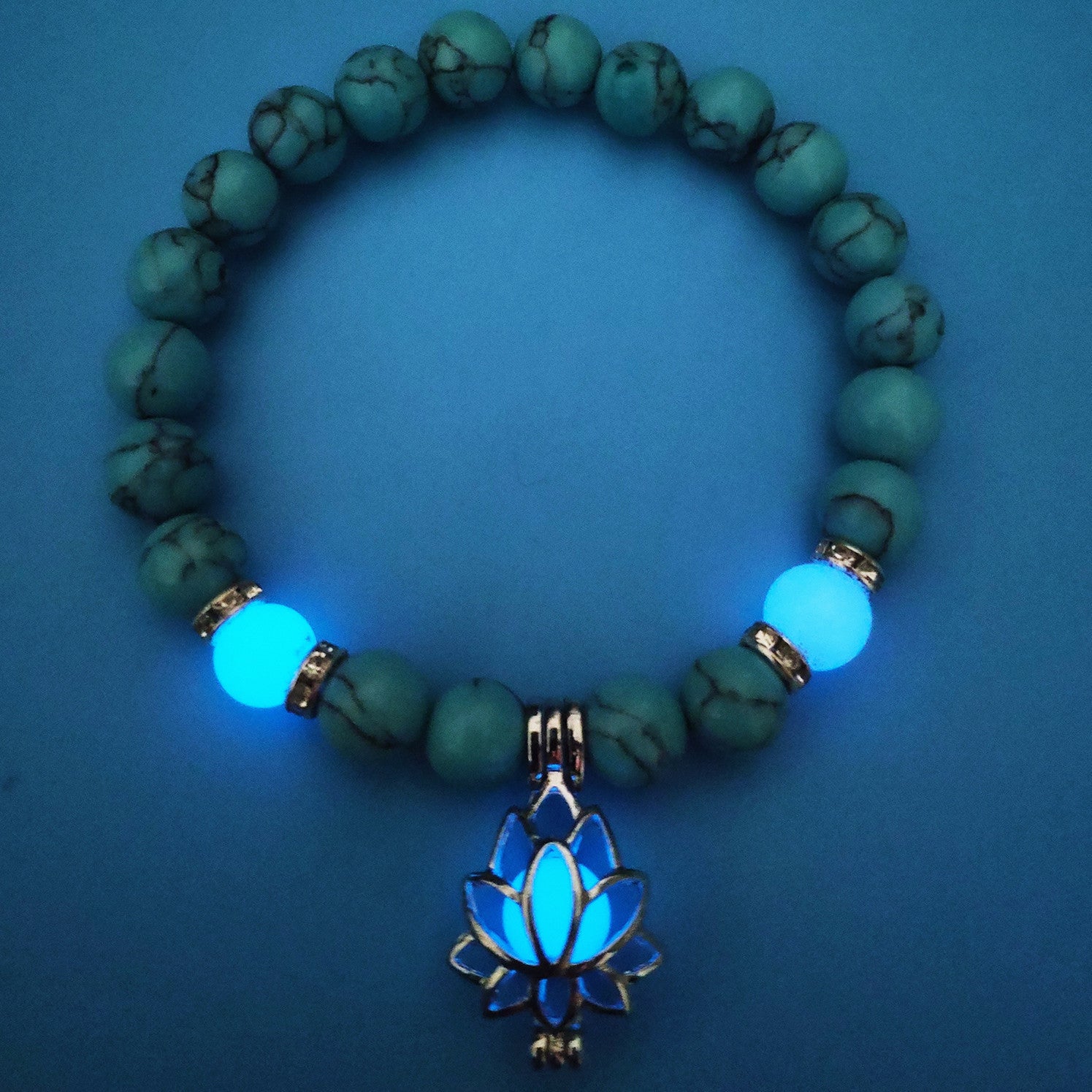 Energy Luminous Lotus Natural Stone Bracelet Yoga Healing Luminous Glow In The Dark Charm Beads Bracelet For Men Women Prayer Buddhism Image