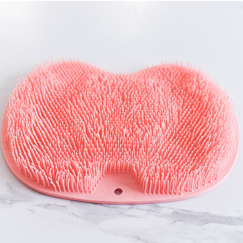 Massage Bath Brush Bathroom Non-slip Bath Mat Back Massage Brush Silicone Suction Cup Foot Rub Pad Body Cleaning Bathing Tool Image