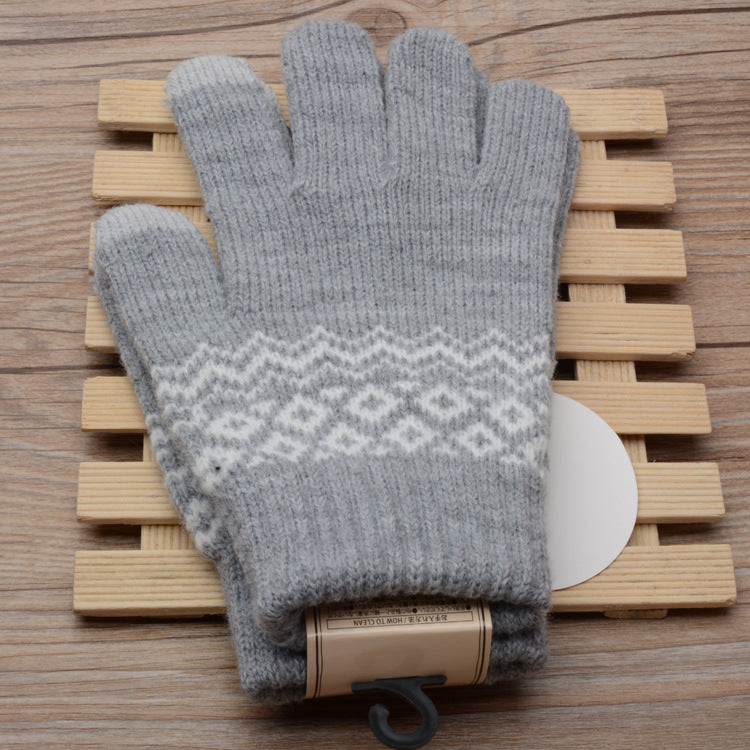 Knit Gloves Ladies Jacquard Touch Screen Warm Fashion Winter Gloves