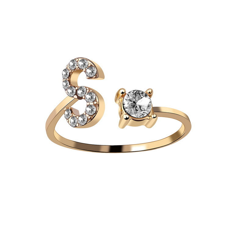 New Design Adjustable 26 Initial Letter Ring Fashion Jewelry For Women Simple Elegant Jewelry Image