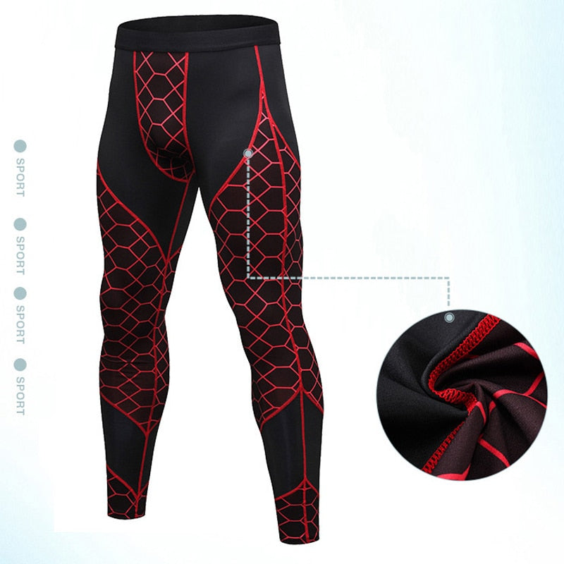 Men's Compression Run jogging Suits Grid Clothes Sports Set Long t shirt And Pants Gym Fitness workout Tights clothing 2pcs Sets Image