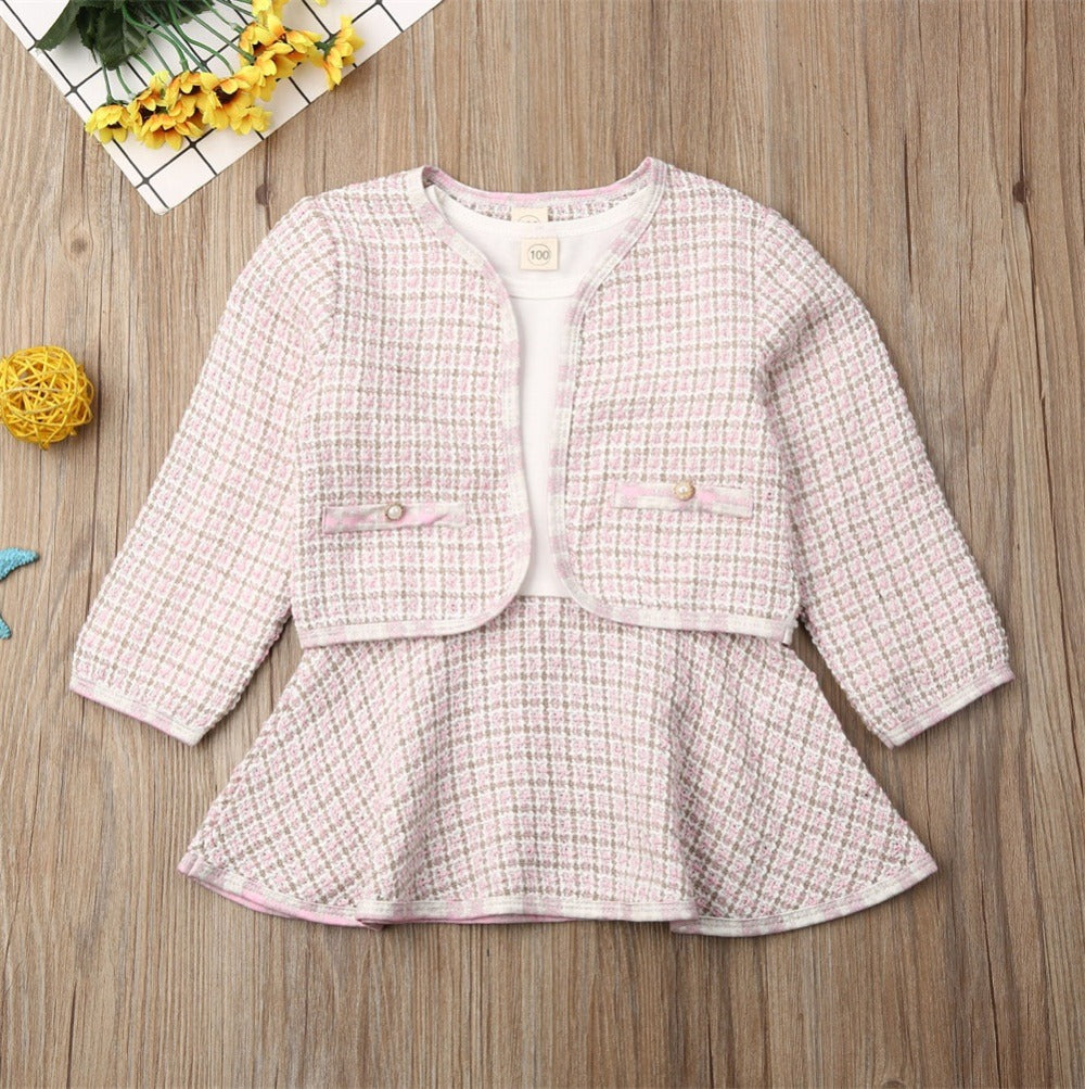 Long-sleeved Dresses Two-piece Children's Baby Small Incense Wind Suit Image