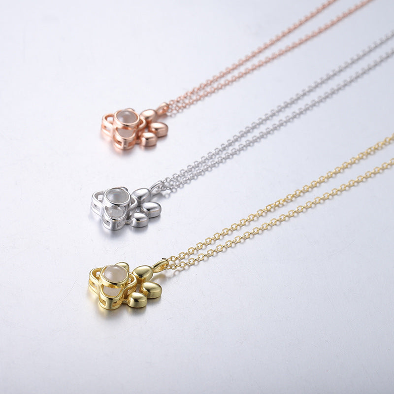 Cute Animal Dog Paw Personalized Custom Projection Necklace Image