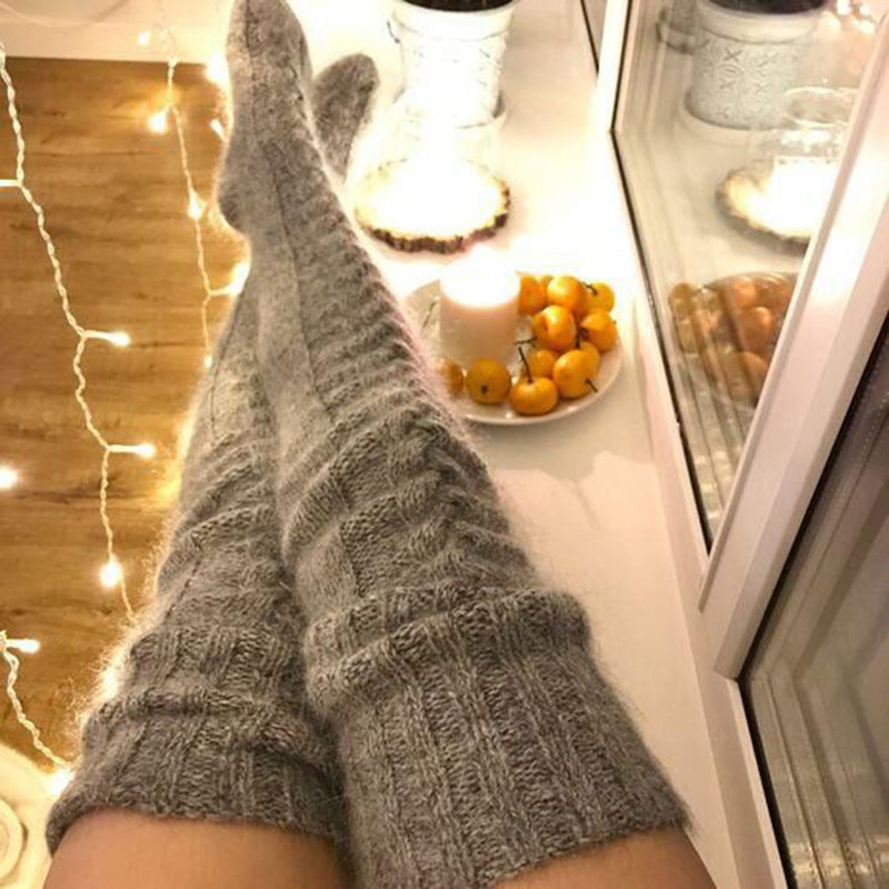 Winter Socks Over The Knee Lengthened Long Tube Knitted Pile Socks Image