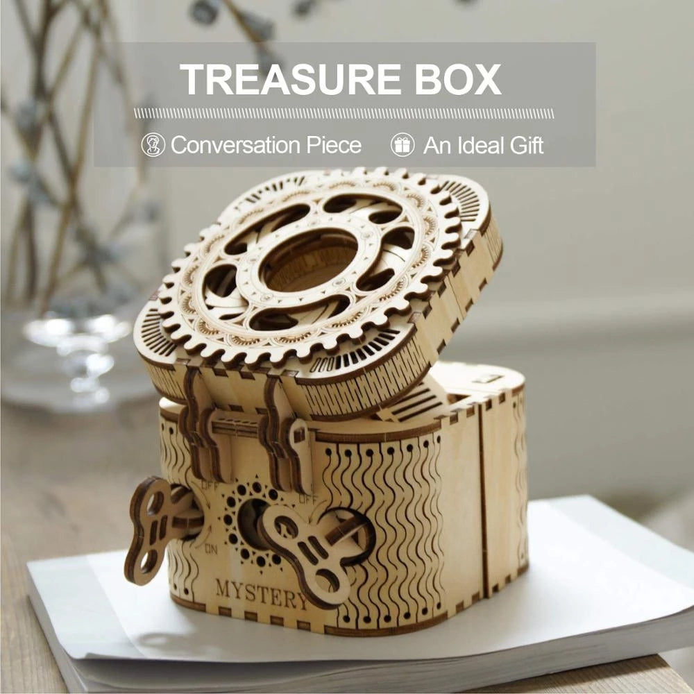 Robotime Rokr 123Pcs Treasure Box Creative 3D Wooden Puzzle Game Assembly Toys Chris Gift For Children Adults Teens Dropshipping Image