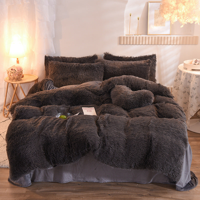 Luxury Thick Fleece Duvet Cover Queen King Winter Warm Bed Quilt Cover Pillowcase Fluffy Plush Shaggy Bedclothes Bedding Set Winter Body Keep Warm Image