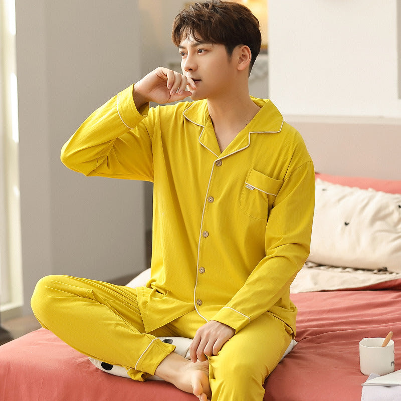 Simple Cotton Long-Sleeved Men's Homewear Image