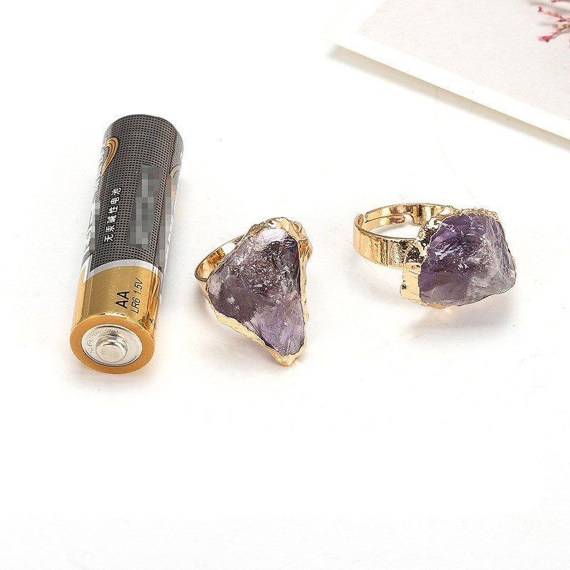 Natural Crystal Plating Rough Stone Ring Image