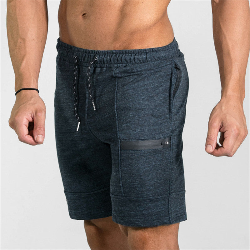 2021 Summer Men's Gyms Shorts Bodybuilding Clothing Men Fitness Zipper Pathwork Workout Cotton Shorts Image