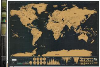 Personalized Black Scratch Off Art World Map Poster Decor Large Deluxe Poster Edition Travel Image