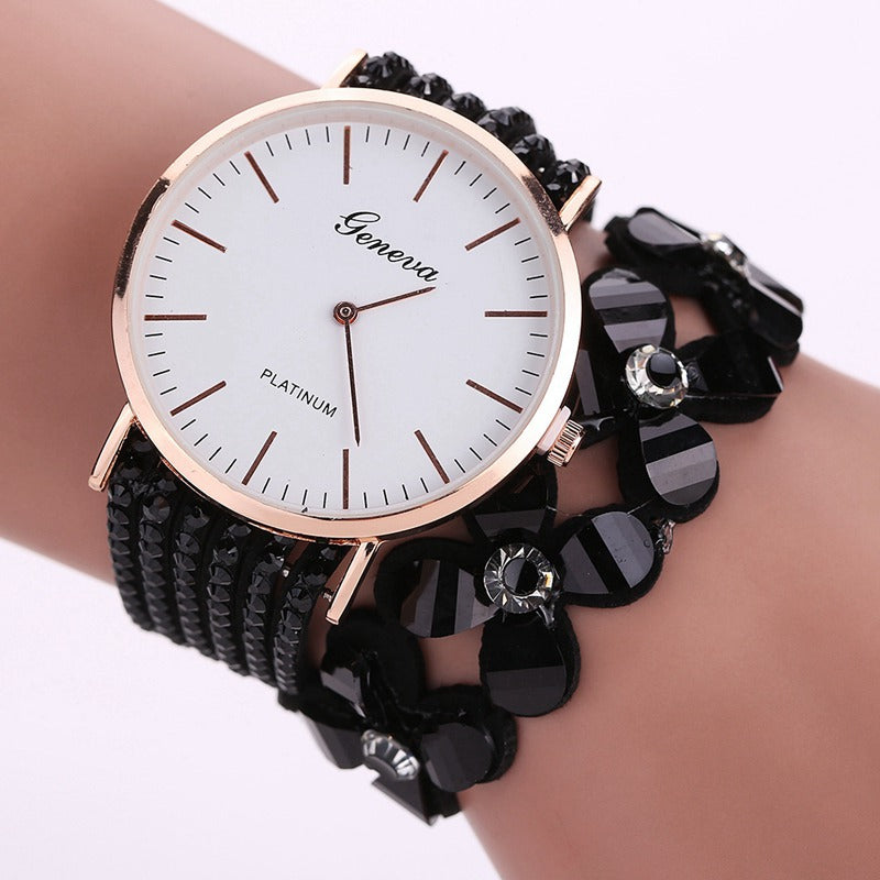 Fashion Geneva Flowers Watches Women Dress Elegant Quartz Bracelet Ladies Watch Crystal Diamond Wrist Watch Gift Reloj Mujer Image