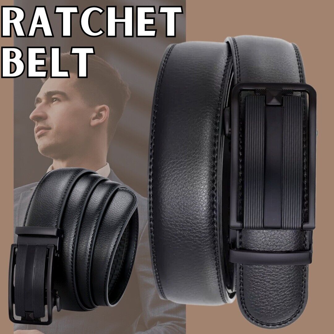 Men's Ratchet Belt Leather Mens Belt With Slide Buckle Ratchet Belts For Men USA Image